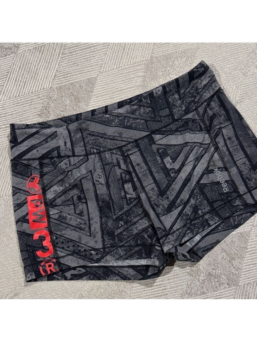 Reebok Gray Red Geometric Shorts